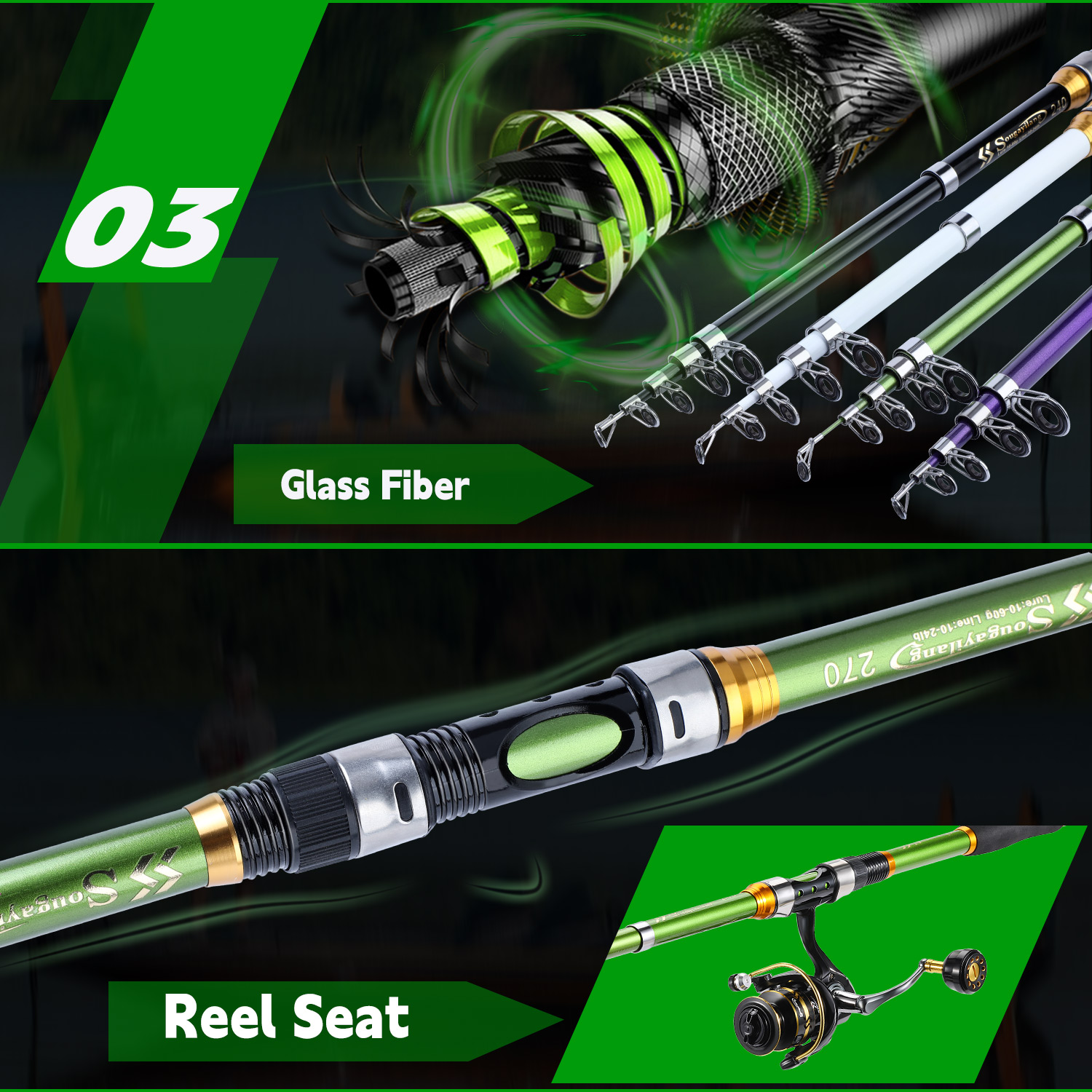 Sougayialng-caña de pescar gir - Fishing Rod Combo reseña y precio